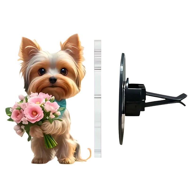 كلب يوركشاير تيرير يعزف على آلة الكمان، مشبك تهوية السيارة